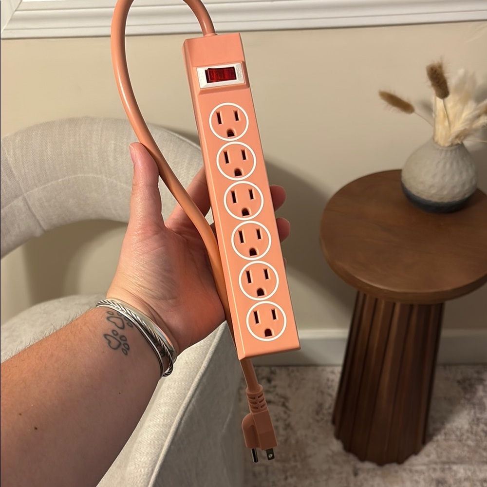 Peach Power Strip with Six Outlets